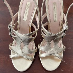 Leather Gold-Tone Strap Heels by Lovely People | 9M